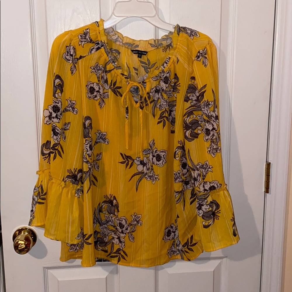Yellow Floral Blouse XL